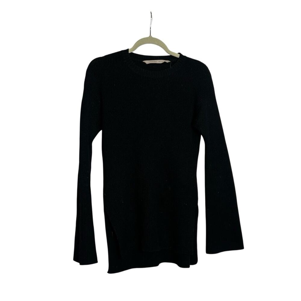Athleta Black Wool Cashmere Bell Sleeve Sweater Size XXS
